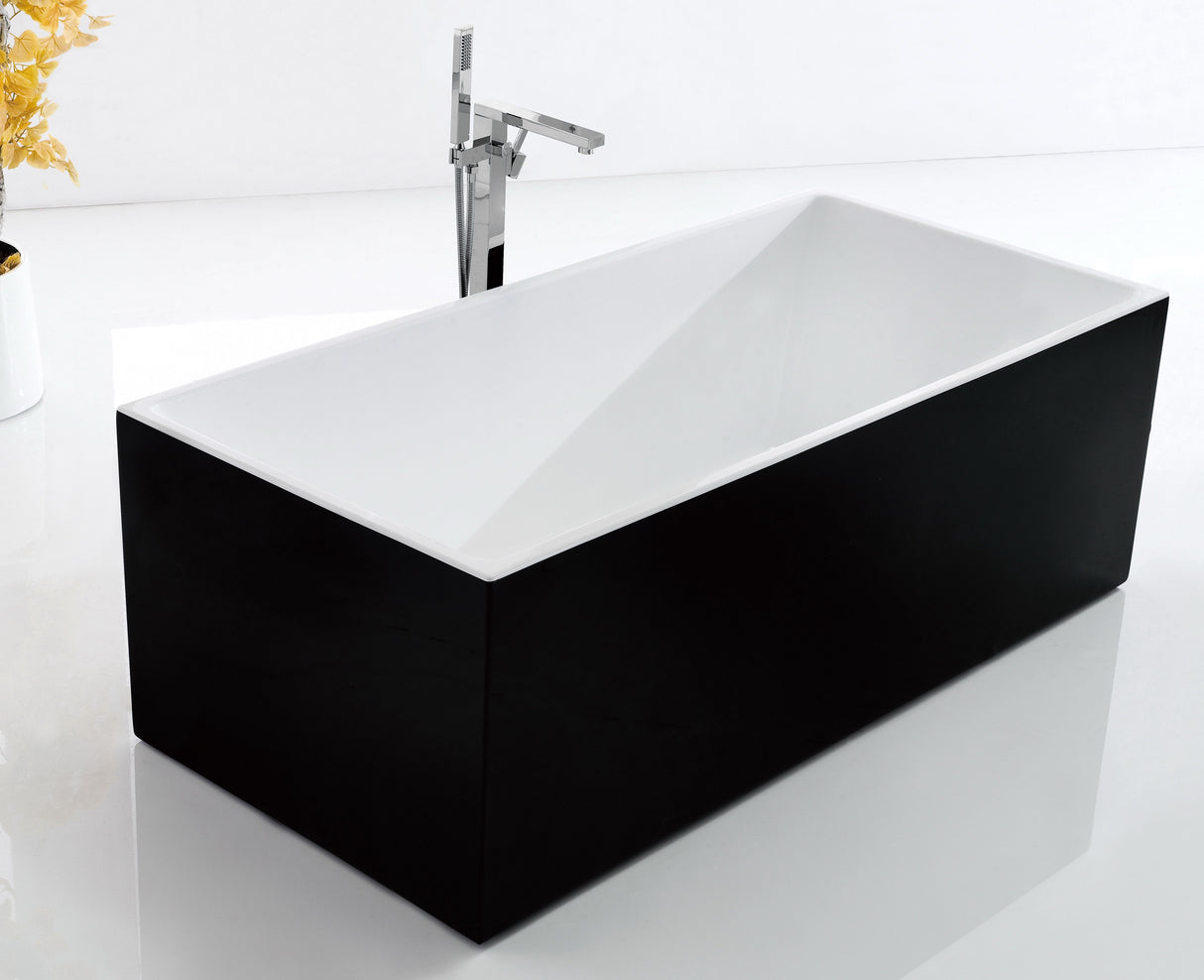 AMBER Black and White Square Bathtub with Non-Overflow (Clearance)