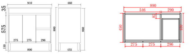 STELLA PVC Floor Vanity 900mm