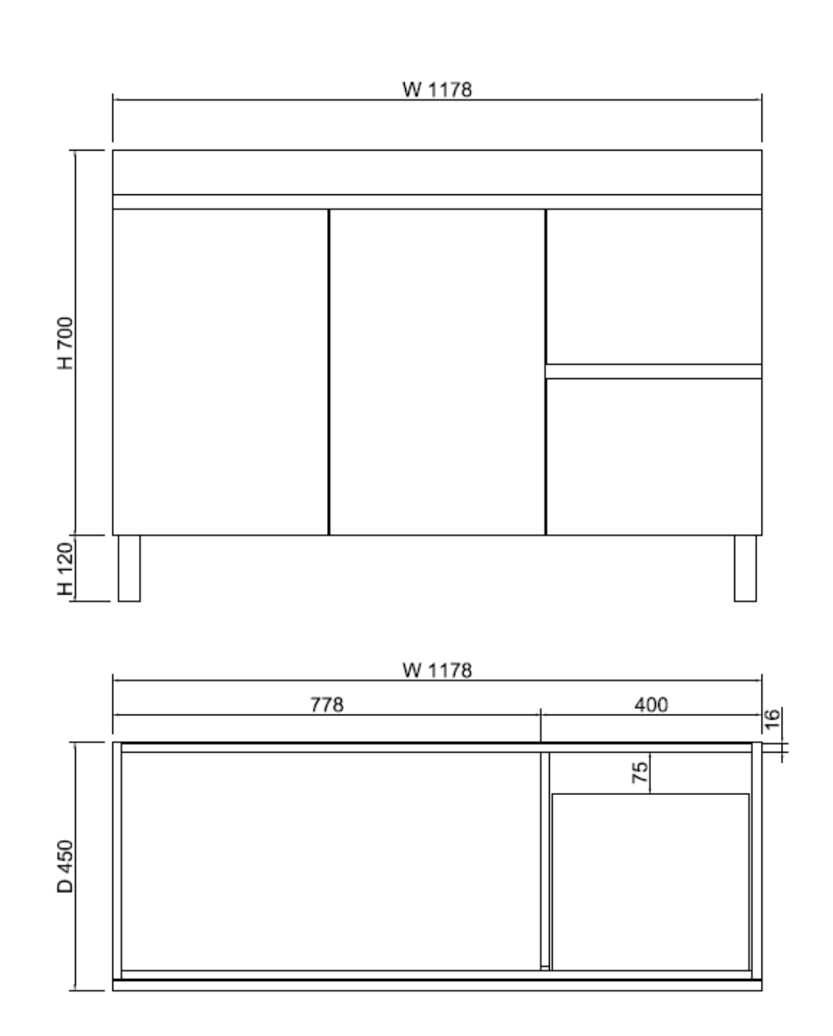 ABS DFL2 Dark Oak Freestanding Single Bowl Vanity 1200mm - Clearance