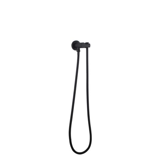 Pentro Round Shower Holder Wall Connector Hose - Matte Black