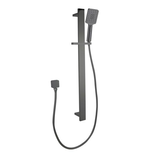 Bellino Square Handheld Shower Rail Set - Brushed Gun Metal