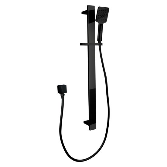 Bellino Square Handheld Shower Rail Set - High Gloss Black