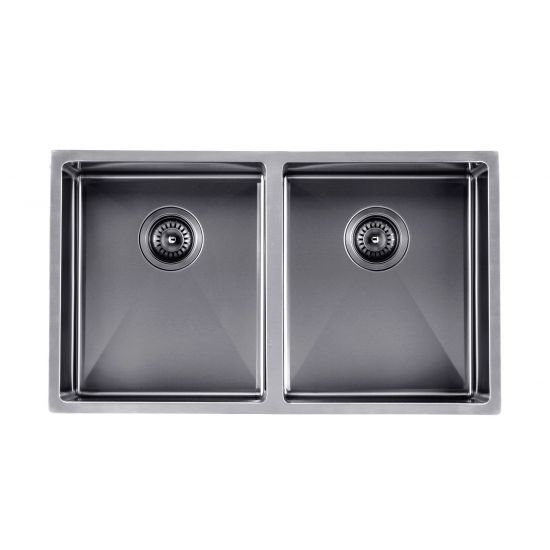 Gun Metal Grey 820x457x230mm 1.2mm Handmade Top/Undermount Double Bowls Kitchen Sink
