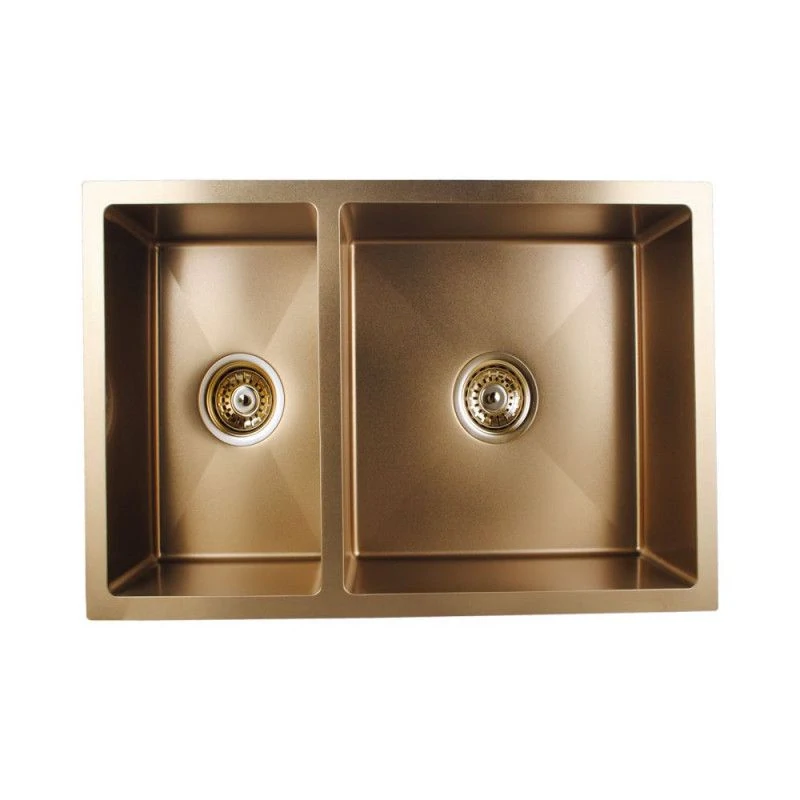 AQ DOUBLE BOWL STAINLESS STEEL KITCHEN SINK BRUSHED YELLOW GOLD 710X450X205MM