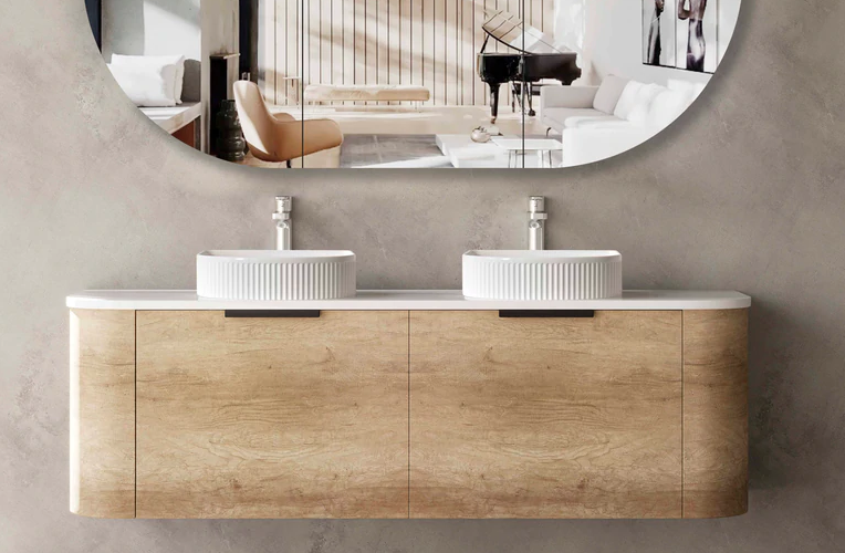 COOGEE WALL HUNG CURVE VANITY NATURAL OAK
