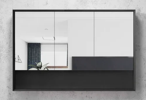 MARLO MIRROR SHAVING CABINET 1200MM MATTE BLACK