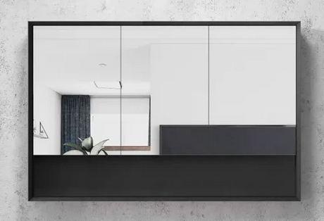 MARLO MIRROR SHAVING CABINET 1200MM MATTE BLACK
