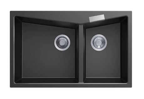 CARYSIL CGDB BLACK GRANITE DOUBLE KITCHEN SINK 800X500MM