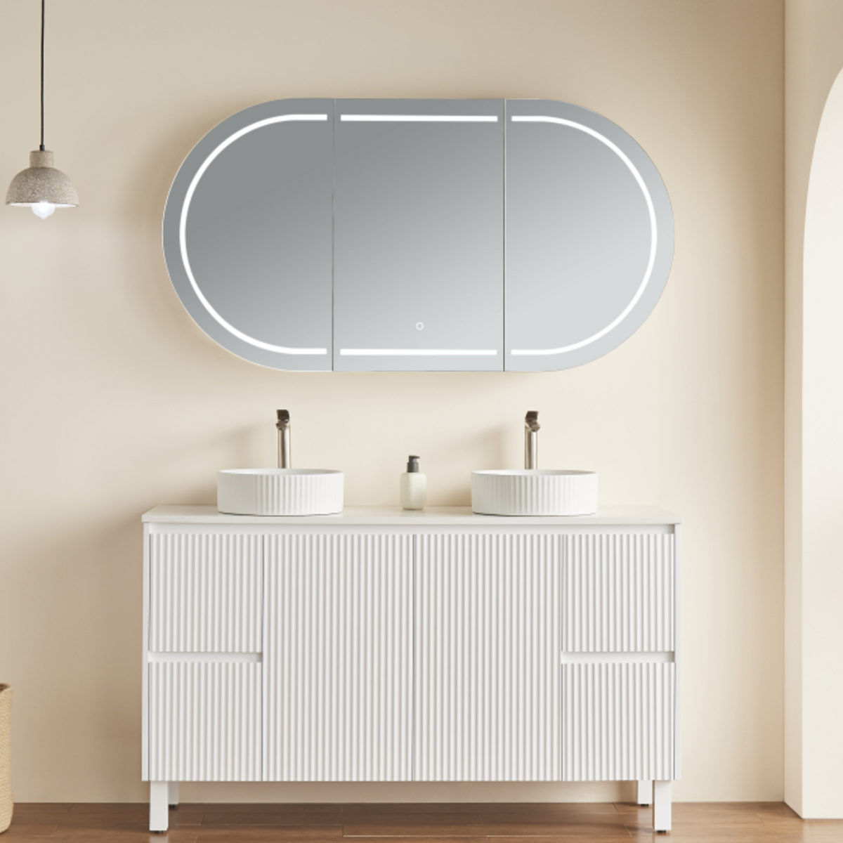 Olivia Front-Lit LED Shaving Cabinet 900/1200/1500mm Matte White/Black