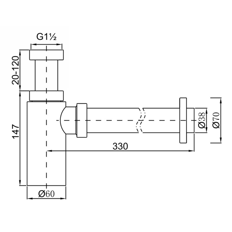 AQU Round Bottle Trap G1 1/2"