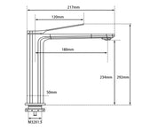 AQU RUSHY Tall Basin Mixer - Chrome Technical Drawing