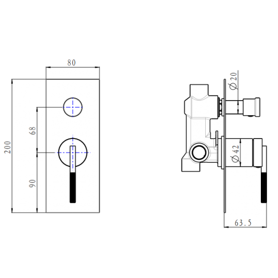 Caddence Wall Mixer with Diverter