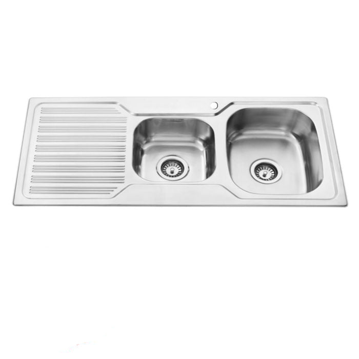 1.5 Right Hand Bowl 8mm Steel Square Kitchen Sink 1080x480x170mm