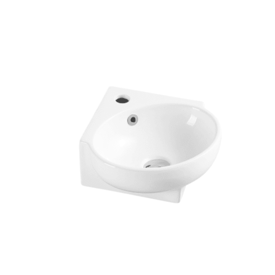 Compact Round Wall Hung Basin (Mini 39) (Round: 390x365x130)