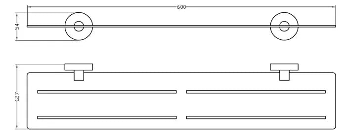 RONDO Chrome Metal Shelf 3mm Thickness (600mm)