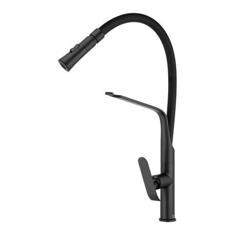 Round Pull Out Kitchen Sink Mixer Tap - Matte Black