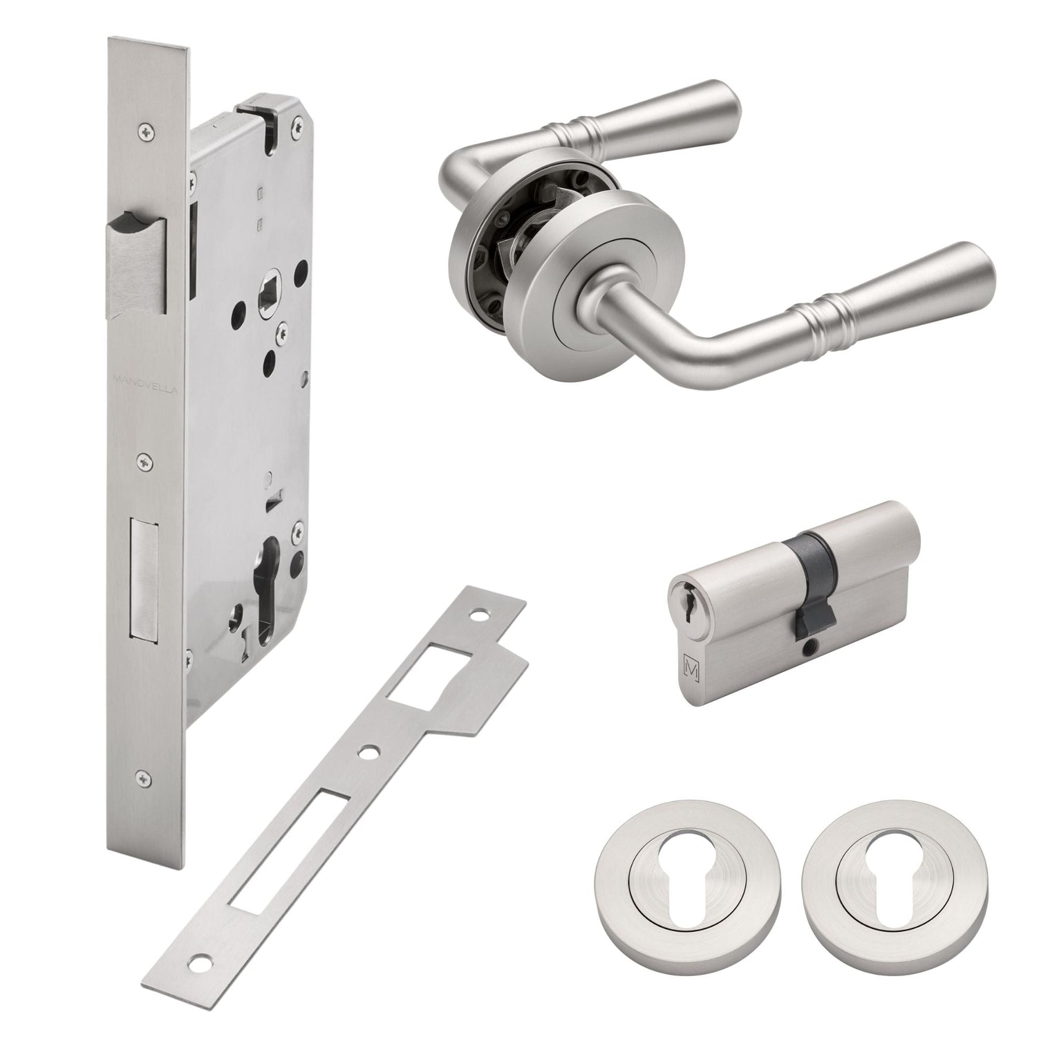 Manovella Entrance Door Kit- Lexton-Brushed Nickel