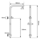 10'' Round Shower Station Top Water Inlet - Brushed Nickel Technical Drawing