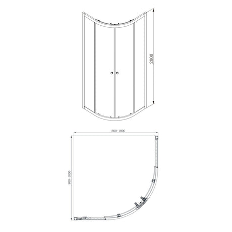 COVEY Wall To Wall Semi-Framed Curved Sliding Door Shower Screen