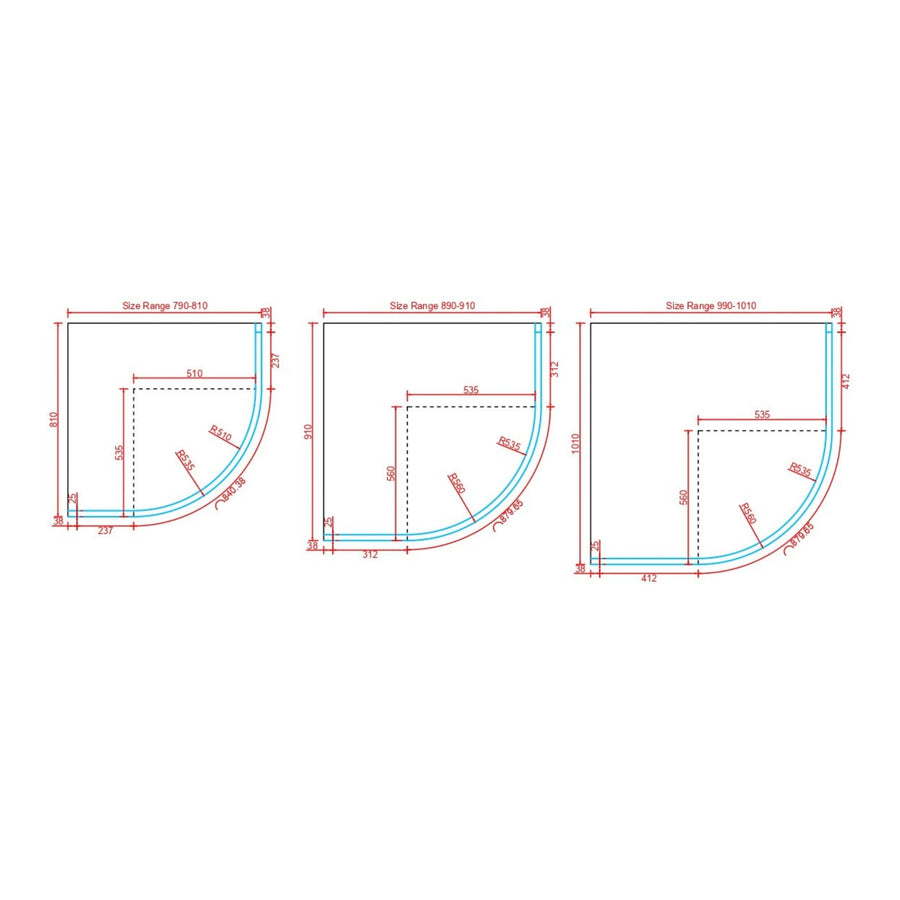 COVEY Wall To Wall Semi-Framed Curved Sliding Door Shower Screen