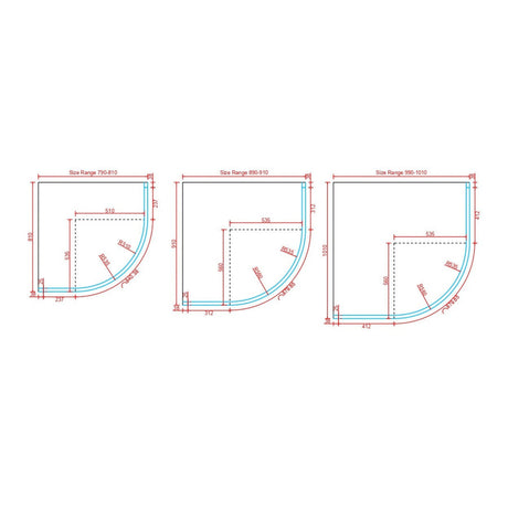 COVEY Wall To Wall Semi-Framed Curved Sliding Door Shower Screen