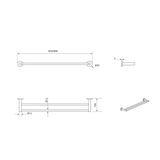 Mica Double Towel Rail - 800mm - Living Brass