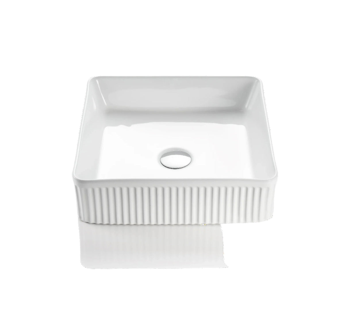 POS Fluted Gloss White/Matte White Basin (Square: 360x360x115)