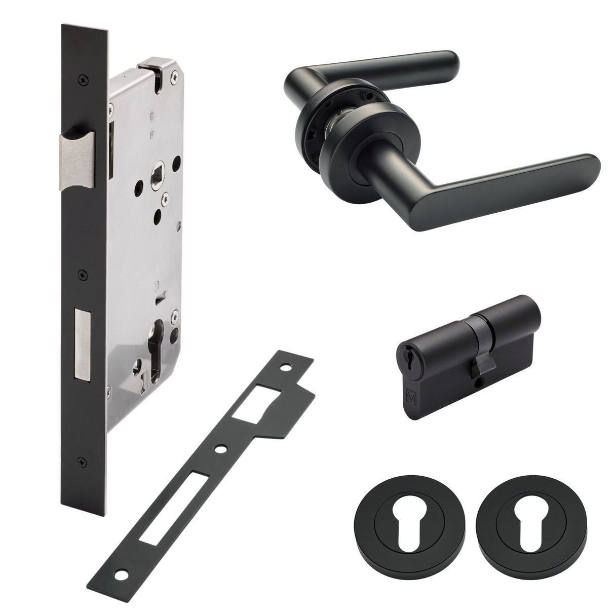 Manovella Entrance Door Kit- Fairhaven-Matte Black