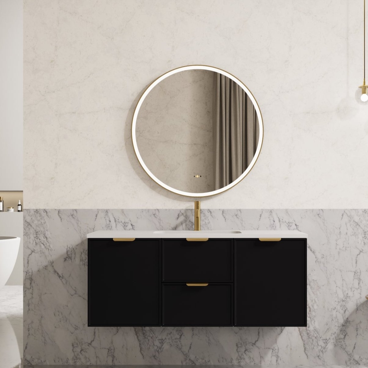 Miami Wall Hung PVC Cabinet 1200mm (Single Bowl/Double Bowl) (Matte Black)