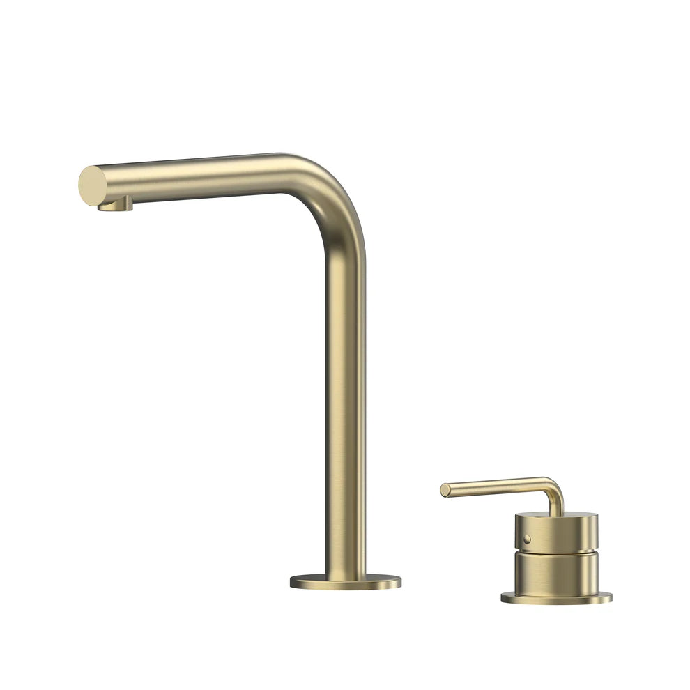 Meira Hob Basin Mixer Set 175 Right Angle Spout Brushed Gold Lead Free