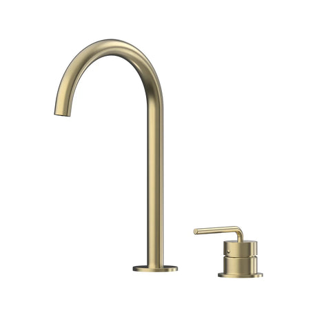 Meira Hob Basin Mixer Set 175 Curved Spout Brushed Gold Lead Free