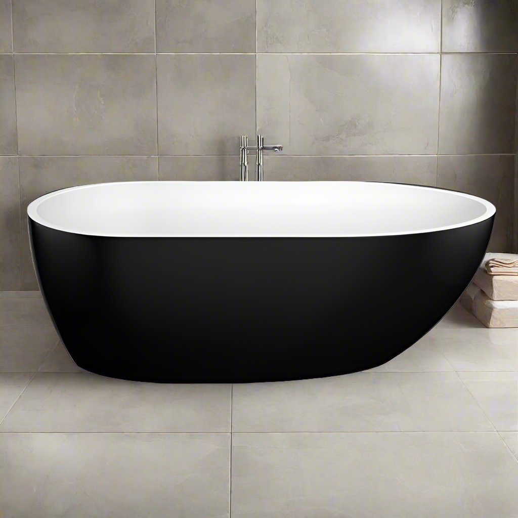 VEDA Freestanding Bathtub with Non-Overflow (Matte Black & White) (1700mm)