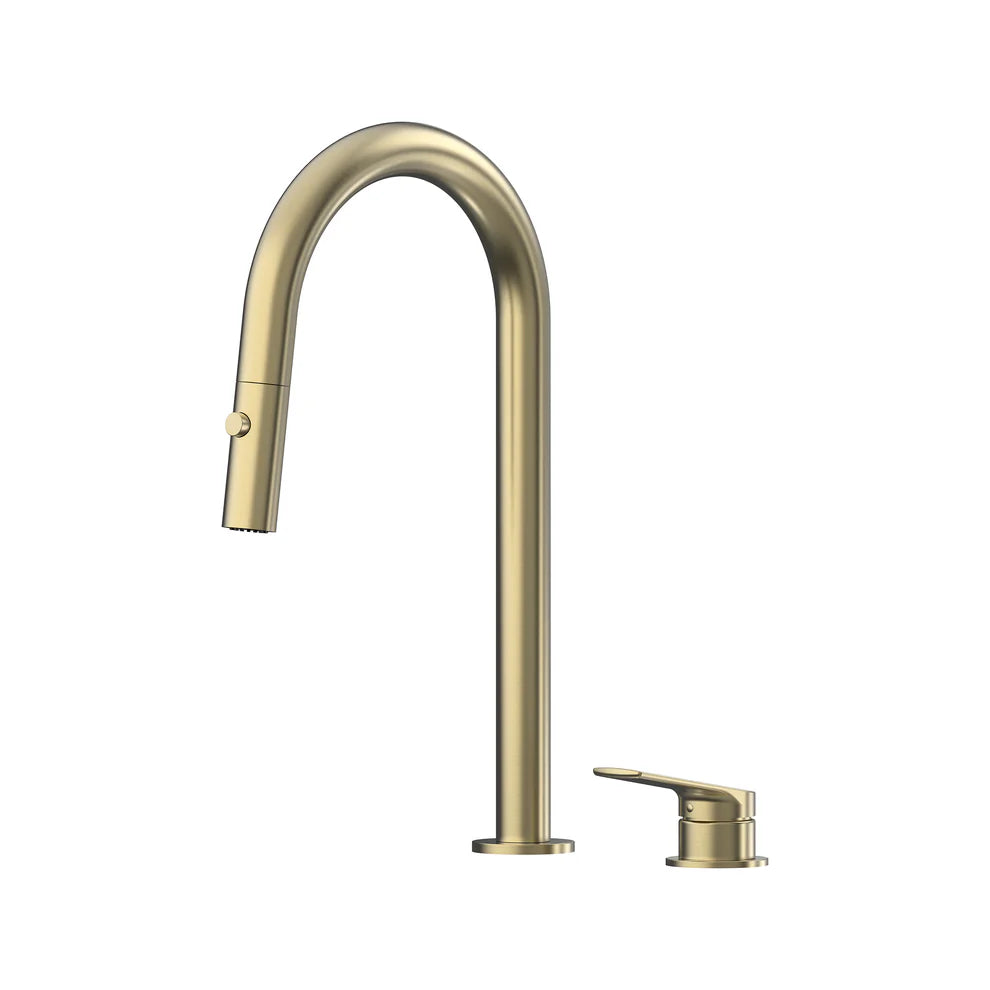 Sereia Hob Pull Out Spray Sink Mixer Set 200 Curved Spout Lead Free