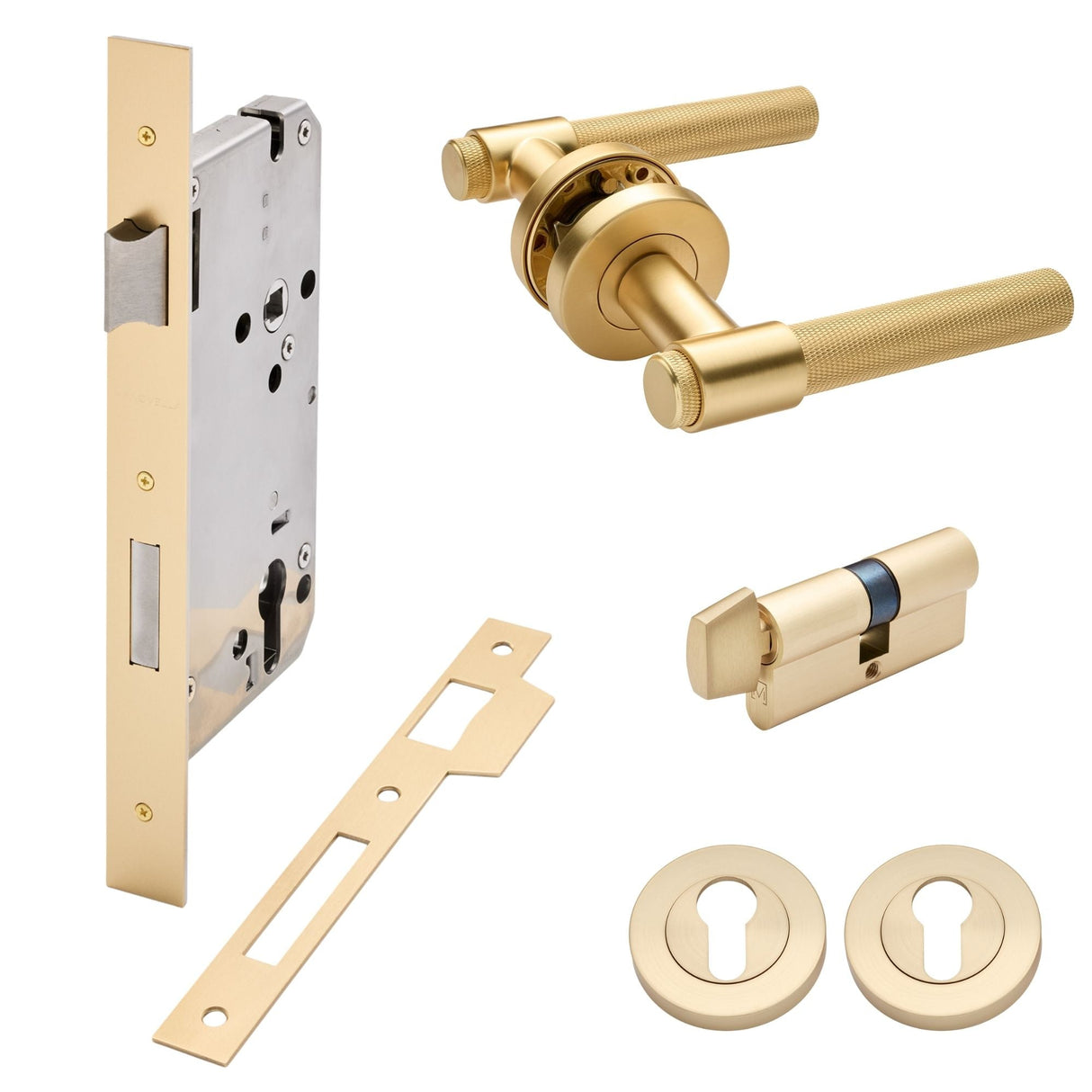 Manovella Entrance Door Kit- Rosedale-Satin Brass