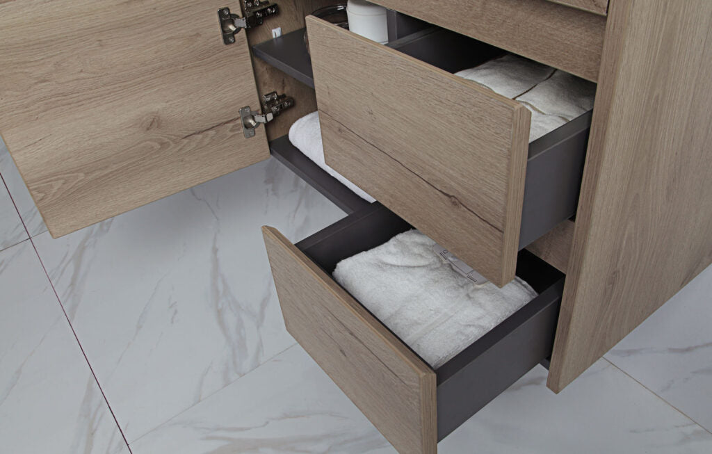 YORK Slim Wall Hung Vanity Max Oak (All Sizes)