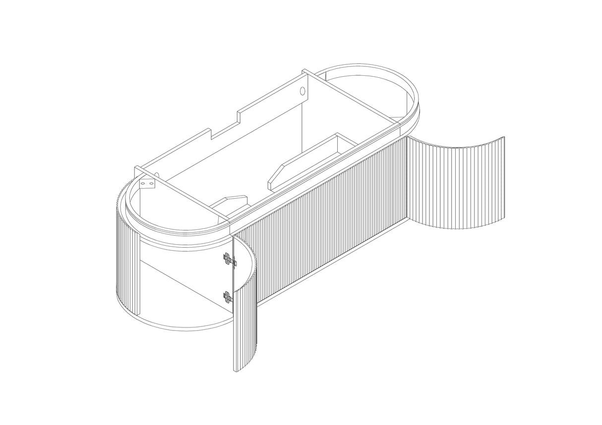 SAINOS Wall Hung Curve Vanity Natural Oak (All Sizes) - Premium Edition