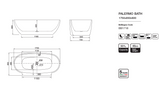 PALERMO Freestanding Bathtub Overflow 1650mm/1750mm