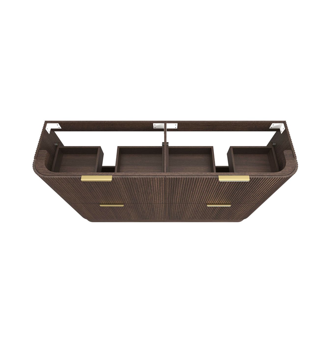 1800-HAVANA Fluted Curved Floor Standing Vanity Sable Walnu