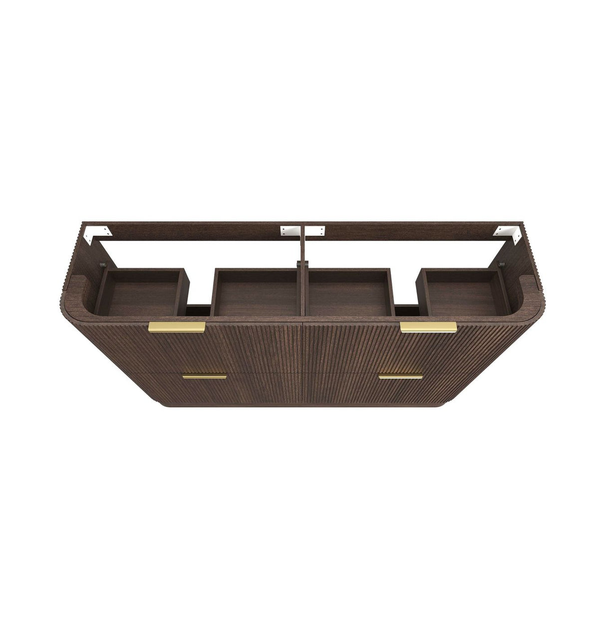 1800-HAVANA Fluted Curved Floor Standing Vanity Sable Walnu