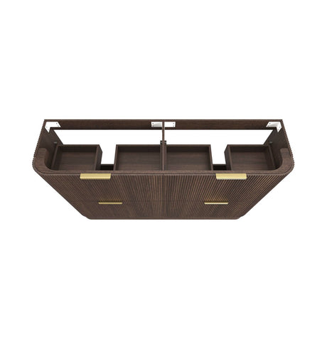 1800-HAVANA Fluted Curved Floor Standing Vanity Sable Walnu