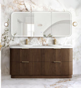 1800-HAVANA Fluted Curved Floor Standing Vanity Sable Walnu