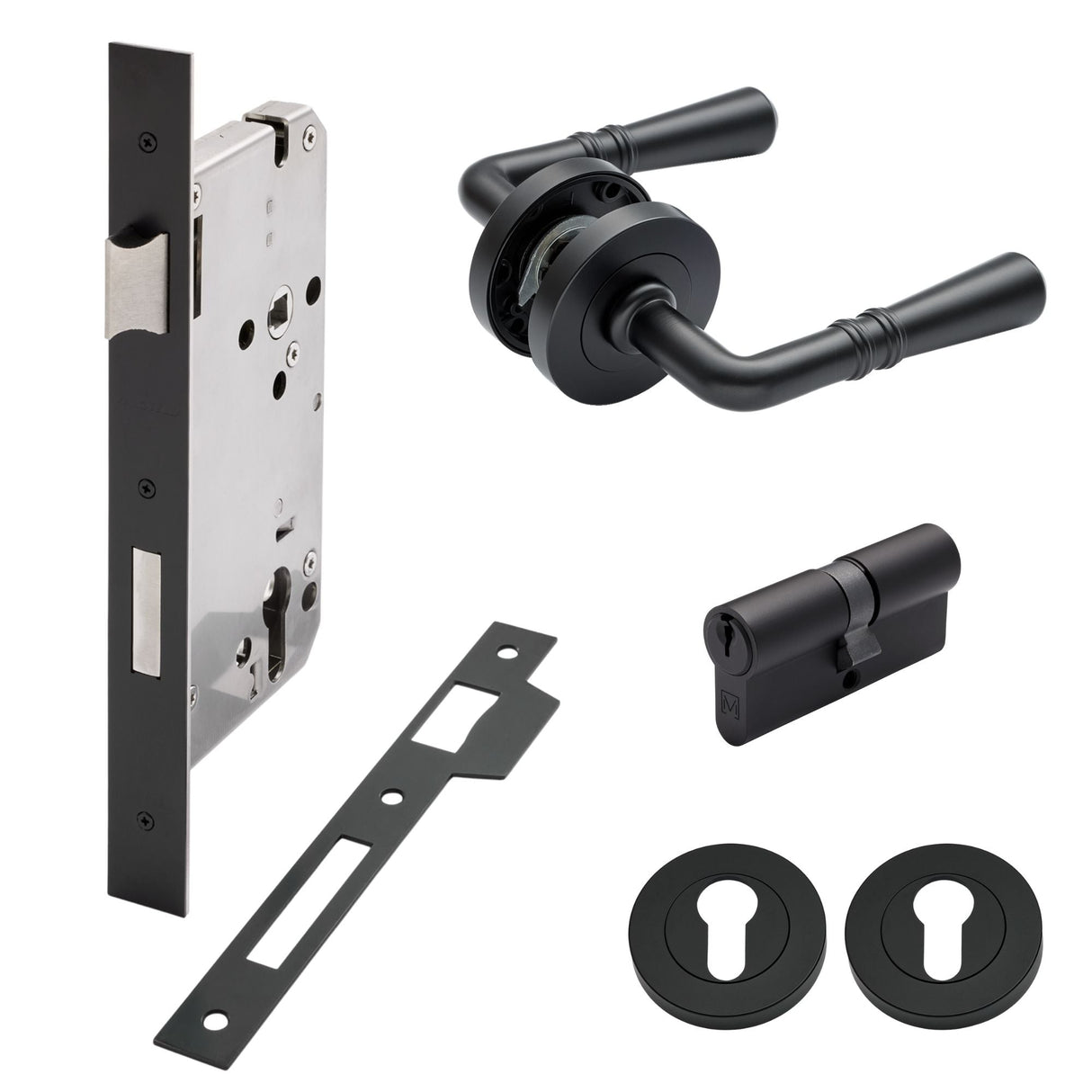 Manovella Entrance Door Kit- Lexton-Matt Black