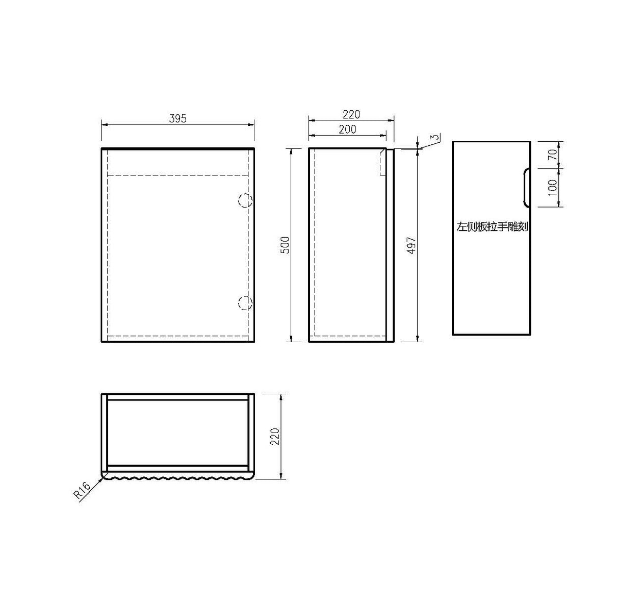 Fluted Rhea Mini Wall-Hung Vanity - Natural Oak (Included Gloss White Basin) (400mm)