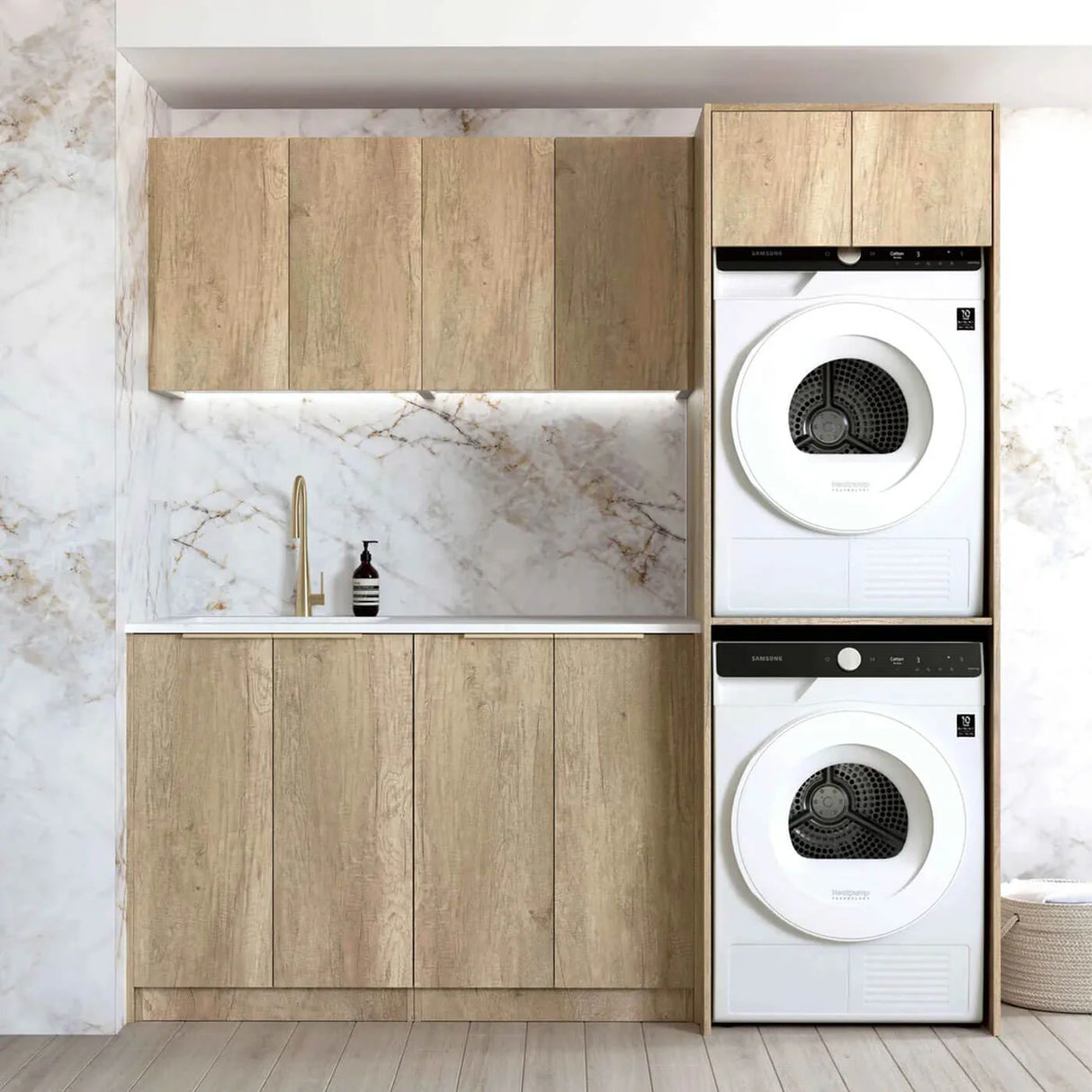 Byron Natural Oak Laundry Cabinet Set 1960x600x2100mm (Style C)
