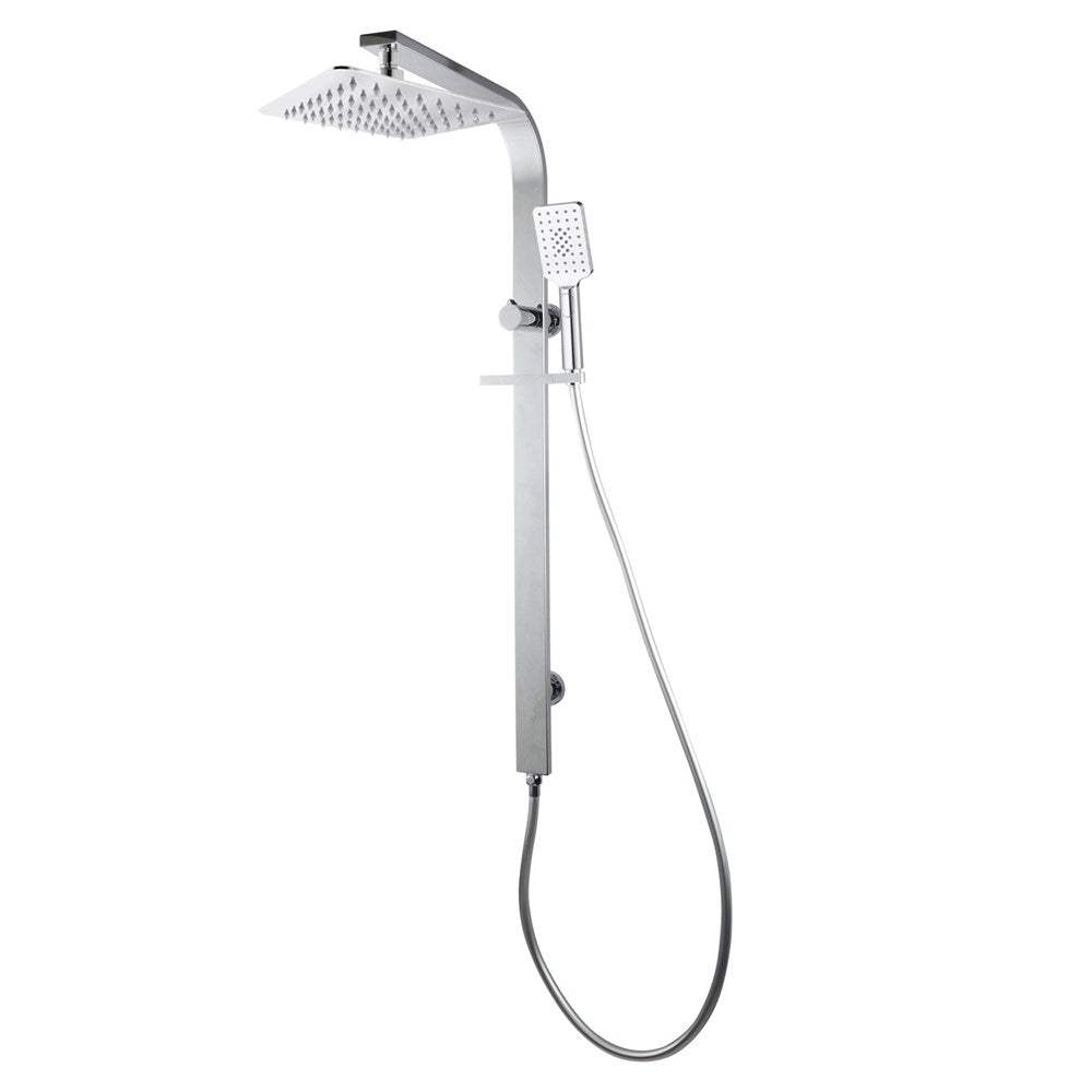 AQU 10'' Square Wide Rail Shower Station Top Water Inlet - Chrome