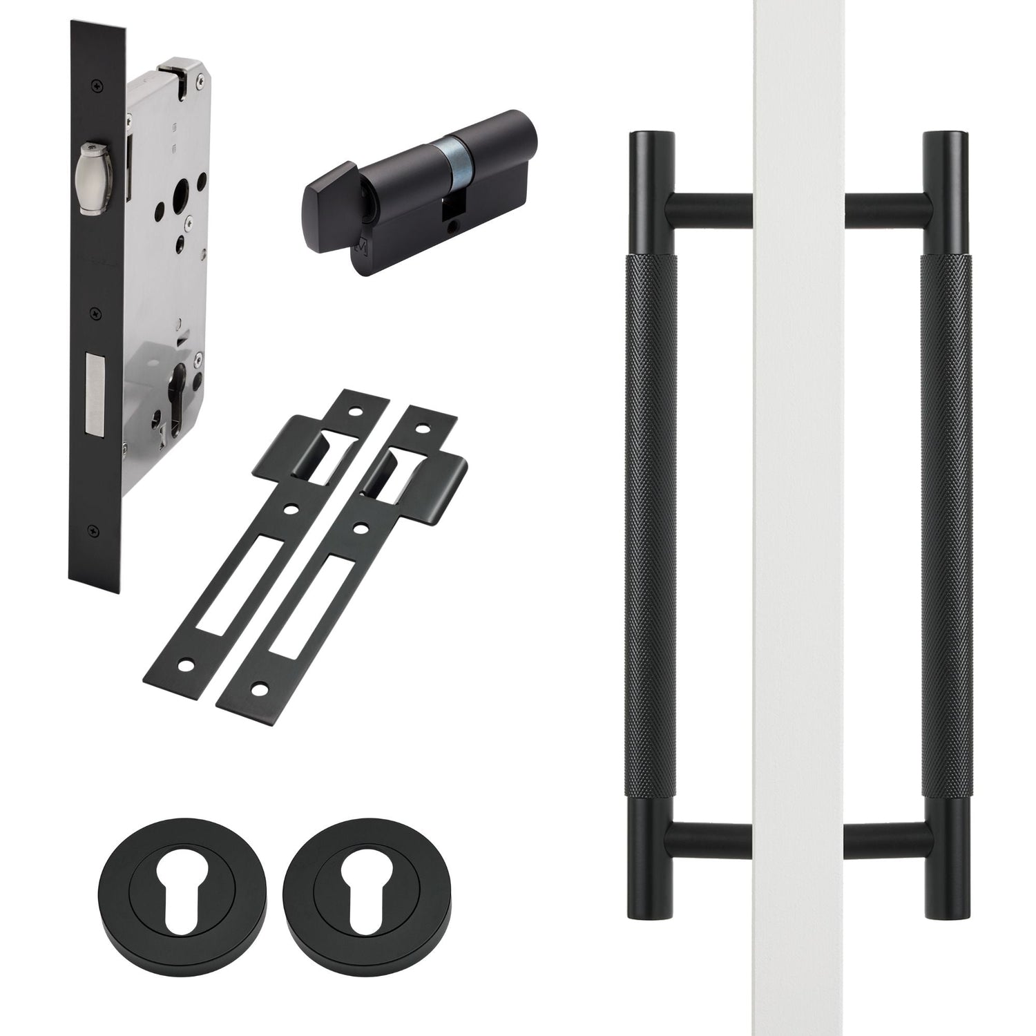 Manovella Entrance Roller Lock Kit - Charmian Pull-Matte Black