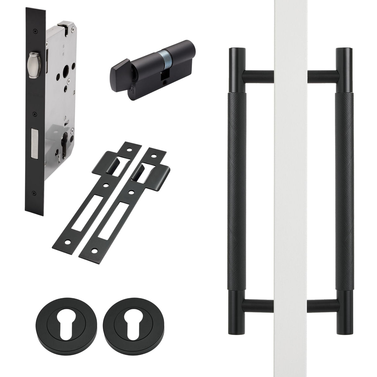 Manovella Entrance Roller Lock Kit - Charmian Pull-Matte Black