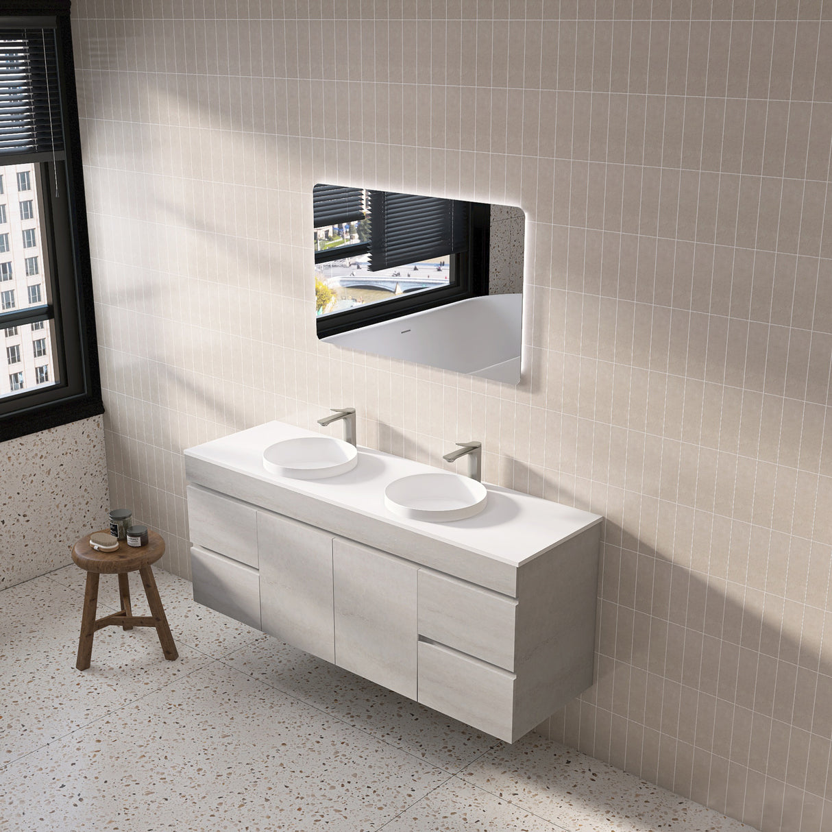 NOVA Plywood Wall Hung Vanity 1500mm (Single/ Double Bowl) - Clearance