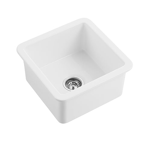 POS Camden Gloss White Fireclay Undermount Kitchen Sink 457x457x228mm
