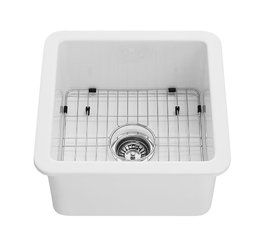 POS Camden Gloss White Fireclay Undermount Kitchen Sink 457x457x228mm